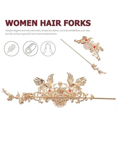 Soimiss Golden Hair Clip | Chinese Hairpin & Knot Stick | Bridal Phoenix Crown Hair Accessory - Shop Internationally! - Buy Online on GoSupps.com