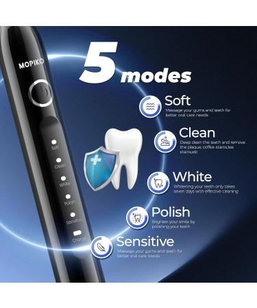 Sonic Electric Toothbrush for Adults - Rechargeable Travel Toothbrush Set USB C 5 Modes 120 Days Battery Life - Buy Online on GoSupps.com