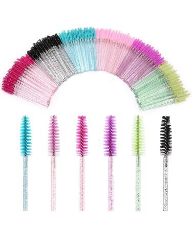 Elisel 300 PCS Disposable Mascara Brushes Crystal Eyelash Brushes Mascara Wands Applicator Eyelash Extensions Makeup Tools Eyebrow Brush (Crystal multicolor)