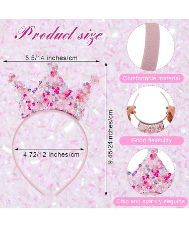 Juexica Sequin Crown Headbands - 12 Pack Princess Party Favors for Girls & Women - Glitter Elastic Tiaras in Pink, Blue, Purple & More - Buy Online on GoSupps.com
