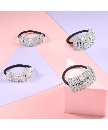 10 Pcs Glitter Elastic Scrunchies & Hair Ties - Rhinestone Ponytail Holders for Women & Girls - Silver Gold Hair Accessories for Valentine's Day - Buy Online on GoSupps.com