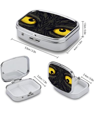 Two Yellow Eyes Pill Box | 2 Compartment Medicine Organizer | Portable Decorative Metal Pill Case for Pocket & Purse - Buy Online on GoSupps.com