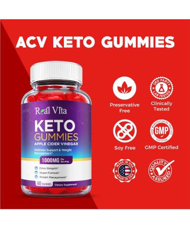 Real Vita Keto Gummies 3 Pack - Apple Cider Vinegar Gummy for Weight Loss - Vegan Formula with Vitamin B12, B6, and Beet Root Juice - 180 Gummies - Buy Online on GoSupps.com
