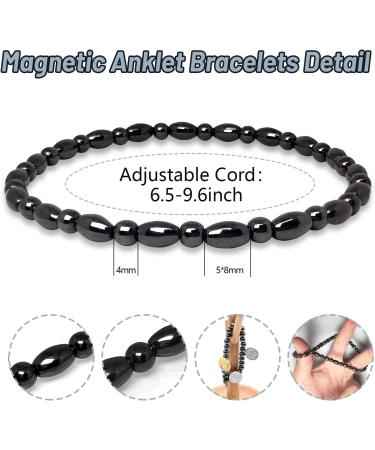 Magnetic Therapy Anklet Bracelet 2 Pack for Immunity & Pain Relief | Arthritis/Carpal Tunnel/Slimming | Promotes Blood Circulation | Black Obsidian - Buy Online on GoSupps.com