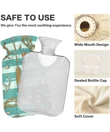 Naanle Sea Stripe Anchor Hot Water Bottle - 1L Transparent Heat Bottle for Pain Relief Hand & Feet Warmer Ideal for Bed & Cold Therapy - Buy Online on GoSupps.com
