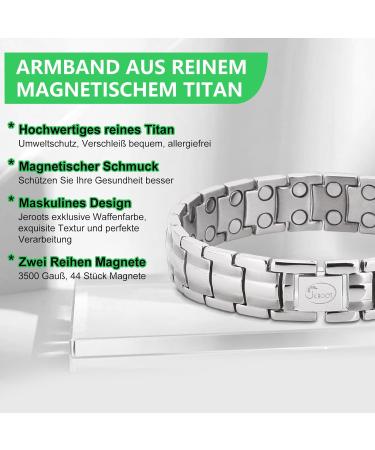 Jeroot Magnet Hard Band - Pure Titan-Power Men's Magnetic Bracelet for Health - Adjustable 3500 Gauss Silver Closure Bracelet - Buy Online on GoSupps.com