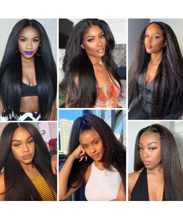 26 Inch Kinky Straight Lace Front Wig - WIGNEE 150% Density Natural Black T Part Wig for Black Women - Buy Online on GoSupps.com
