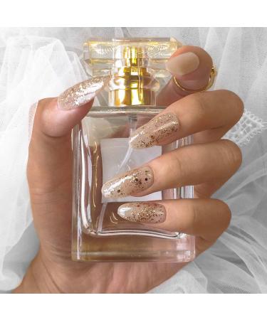 Sethexy Shiny Long Oval False Fingernails - Sparkle Champagne 24pcs Complete Coverage Acrylic Press-On Nail Tips for Women & Girls - Buy Online on GoSupps.com