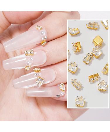 Gold Nail Charms - Zircon Metal Gem Crystal Jewelry Diamonds for Nail Art | Rhinestones & Decorative Accessories for 3D Nail Art - Buy Online on GoSupps.com