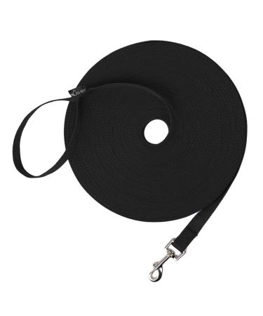 Hi Kiss Dog/Puppy Obedience Recall Training Agility Lead - 15ft 20ft 30ft 50ft 100ft Training Leash - Great for Training, Play, Camping, or Backyard 30 Feet Black