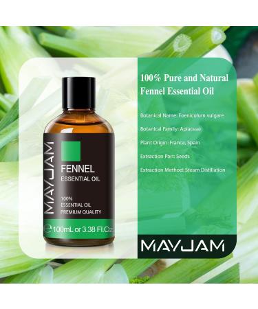 MAYJAM Fennel Essential Oil 100ML - Aromatic Fennel Oil for Diffuser, Humidifier & DIY Home Wardrobes - Buy Online on GoSupps.com