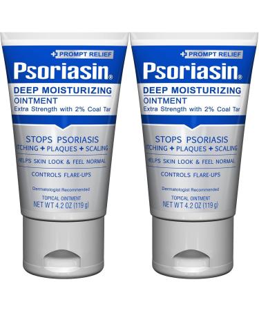 Psoriasin Deep Moisturizing Ointment - 2% Coal Tar - Stops Psoriasis Itching Scaling Redness - 4.2 oz - Pack of 2