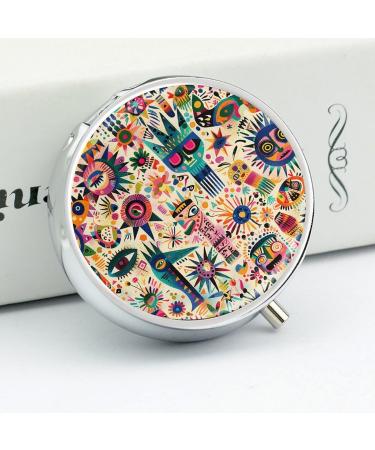 3 Compartment Travel Pill Box - Portable Organizer with Symbols & Patterns | Ideal for Purse & Pocket - International Shipping Available - Buy Online on GoSupps.com