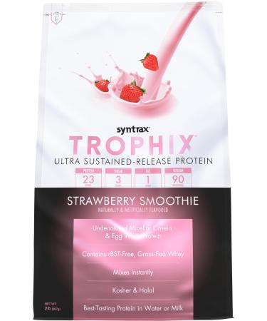 Syntrax Nutrition Trophix Protein Powder Ultra Sustained-Release Protein Blend Strawberry Smoothie 2 lbs Strawberry Smoothie 2 Pound