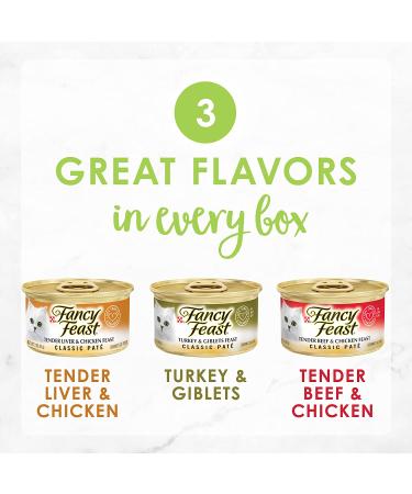 Purina Fancy Feast Grain Free Pate Wet Cat Food Variety Pack - Poultry & Beef Collection - 30 Cans - 3 oz - Buy Online on GoSupps.com