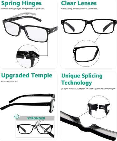 Buy Eyekeper Black Reading Glasses - Right Eye +3.50 Left Eye Adjustable Strength - Perfect Comfort & Style - Buy Online on GoSupps.com