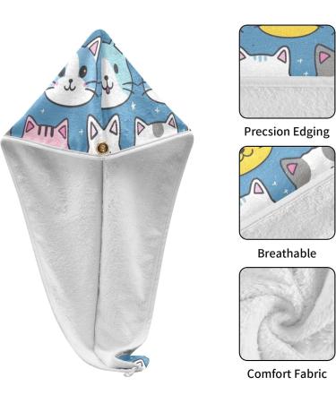 Super Absorbent Pink Blue White Cat Hair Towels 2 Pack | Quick Dry Hair Turbans for Women & Girls - Buy Online on GoSupps.com