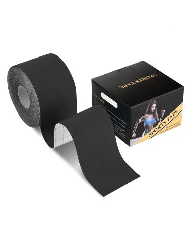 Deilin Kinesiology Tape 19.7ft Uncut Per Roll Elastic Therapeutic Sports Tapes for Knee Shoulder and Elbow Waterproof Athletic Physio Muscles Strips Breathable Latex Free Dark Black1 1 Roll Black