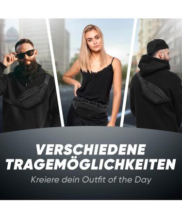 RUVO Fell-Hand Pocket - Stylish Black Belt Bag for Men & Women | Maximum Storage with 4 Zippered Compartments | Ideal for All Activities - Buy Online on GoSupps.com