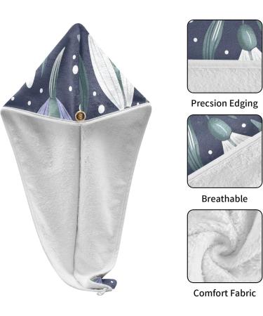 Hand Drawn Spring Snowdrops Hair Towel 2 Pack - Super Absorbent Quick Dry Turbans for Women & Girls - Buy Online on GoSupps.com