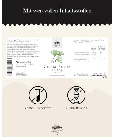 Ginkgo Biloba 7 500 Supra Capsules - German Premium Quality - 360 High-Dose Laboratory Tested - KR UTERHANDEL SANKT ANTON  - Buy Online on GoSupps.com