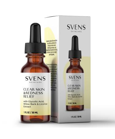 Radiant Clear Skin Redness Relief Serum - Glycolic Acid Willow Bark & Licorice Extract 1 fl oz