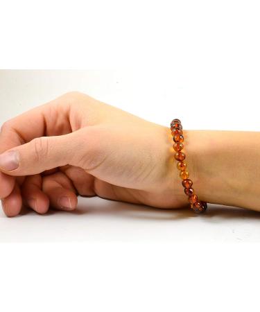 Baltic Amber Bracelet for Adults - Pain Relief for Carpal Tunnel, Arthritis, Headaches, Migraines - Cognac 7.5 inch - Buy Online on GoSupps.com