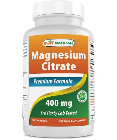 Best Naturals Magnesium Citrate (Citrato de Magnesio) 400mg 250 Tablets (400 mg of Elemental Magnesium per 2 Tablets) (1) - Buy Online on GoSupps.com