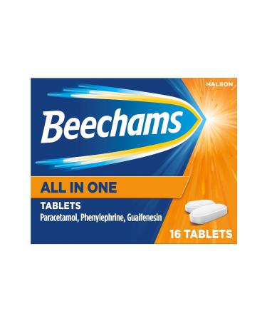 Beechams Cold & Flu Tablets Pain Cough & Congestion Relief Medicine with Paracetamol All in One Tablets 16 Count C&F TABLETS 16