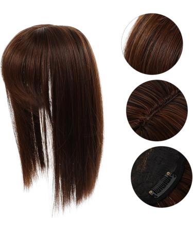 FRCOLOR Piece Invisible Wig Work Party Synthetic Hair Stylish Wigs Hair Extensions for Short Hair Human Hair Toppers for Women Air Bangs Reissue Block Miss Chemical Fiber 25.00X14.00X13.00CM Light Brown - Buy Online on GoSupps.com