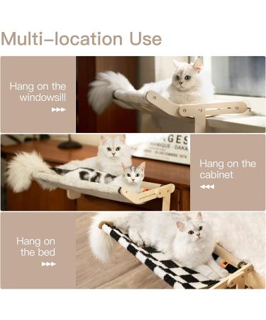 Cat Window Perch - Sturdy Plush Hammock Bed for Indoor Cats | No Drilling or Suction Cups | Durable Space-Saving Window Seat with Chessboard Pattern - Buy Online on GoSupps.com
