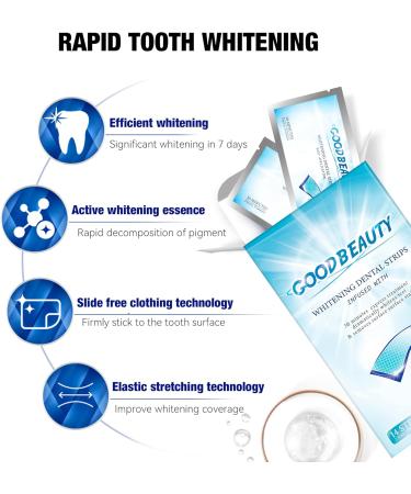 Goodbeauty Teeth Whitening Strip 14 Pcs Non-Sensitive strips Kit to Removes Stain from Smoking Coffee and Soda 7 Sets White Strips for Tooth Whitening 30min Fast-Result Whitener. - Buy Online on GoSupps.com