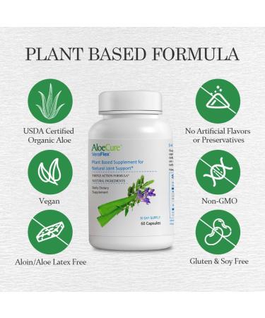 AloeCure VeraFlex Natural Joint Support Supplement with USDA Organic Aloe Vera - Joint Support Capsules for Comfort Mobility and Flexibility - Plant Based Formula for Joints & Mobility 60 Caps x 12 - Buy Online on GoSupps.com