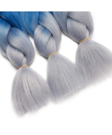 Buy Tess Braids Extensions - 60 cm Jumbo Braids Kanecalon Kunsthaar 3 Pack Ombre Hair Extensions (Black/Blue/Gray) for Box Braids - 100g per Bundle - Buy Online on GoSupps.com