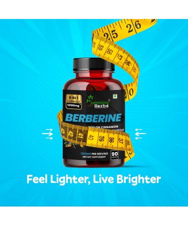Berberine 1300mg with Ceylon Cinnamon & Turmeric | 8-in-1 Blood Sugar Support Supplement | 90 Veg Capsules | Includes Milk Thistle Bitter Melon & Probiotics for Metabolic Health 1 Count (Pack of 90) - Buy Online on GoSupps.com