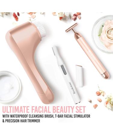Brookstone 3-in-1 Rose Gold Facial Skin Care Set | Cleansing Brush, T-Bar Massager, & Epilator | Ultimate Gift for Skin Care Enthusiasts - Buy Online on GoSupps.com