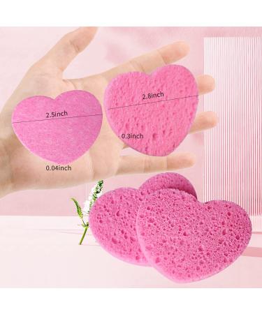 Natural Cellulose Heart-Shaped Facial Sponges for Cleansing and Exfoliating - 50 Count Pink Pack - Buy Online on GoSupps.com