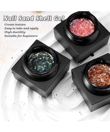 8 Colors Nail Sand Shell Gel Polish Home Nail Salon DIY Glitter Shiny Soak Off UV Gel Polish Set - Buy Online on GoSupps.com