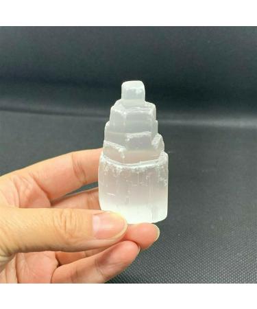 2.4" Mini Natural Selenite Tower Crystal Skyscraper Handmade Cleansing - Buy Online on GoSupps.com
