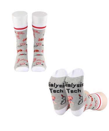 PXTIDY 2 Pairs Dialysis Tech Socks Phlebotomist Gift Dialysis Nurse Gift Renal Nurse Sock 0 2pairs/Set