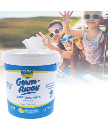 Germ-Away Antibacterial Hand Wipes | Compostable Cloth Bucket | Lemon Scent | 400 Count Pack - 1 Bucket - Buy Online on GoSupps.com