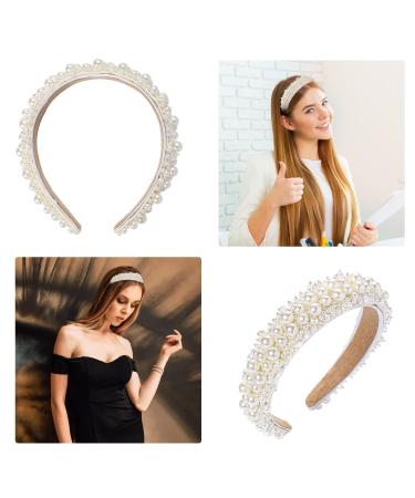 KALIONE Faux Pearl Headband for Women - White Bridal Hair Hoop for Wedding Accessories - Buy Online on GoSupps.com