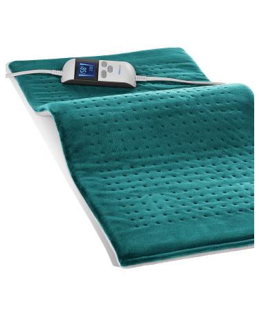Boncare LCD Digital Control Extra Large Heating Pads for Cramps and Back Pain Relief with Auto Shut Off Fomentera de Calor Super Soft Moist/Dry Heat 12  x 24  (Green)