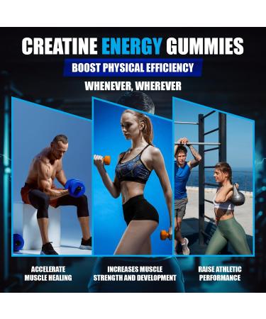 Creatine Monohydrate Gummies 5000mg Advanced Muscle & Focus Blend with Alpha GPC B12 & Taurine Vegan Sugar-Free Blueberry & Raspberry Flavors Made in USA 120 Gummies (30 Servings) Blueberry 1 Count (Pack of 120) - Buy Online on GoSupps.com