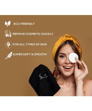 Zuperia 100% Cotton Makeup Remover Wash Cloth - Quick Dry Fingertip Face Towel (6 Pack, Black) - Buy Online on GoSupps.com