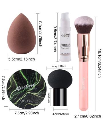 Chafful Air Cushion CC Cream Foundation Set | Moisturizing BB Cream with Mushroom Makeup Sponge & Powder Brush | Long Lasting Matte Concealer for Bright Makeup | Face Primer | 2 PCS - Buy Online on GoSupps.com