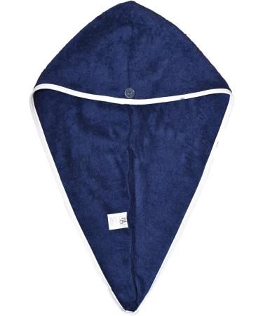 Homelevel 2x Terry Hair Turban with Button - 100% Cotton Quick Drying Hair Towels - Dark Blue & Light Gray - Perfect for Easy Hair Drying - Buy Online on GoSupps.com