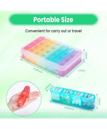 Pill Box 4 Times a Day 7 Days Pill Organiser Box with 28 Compartments Weekly Pill Case for Morning Noon Evening and Bed Time (Green) - Buy Online on GoSupps.com
