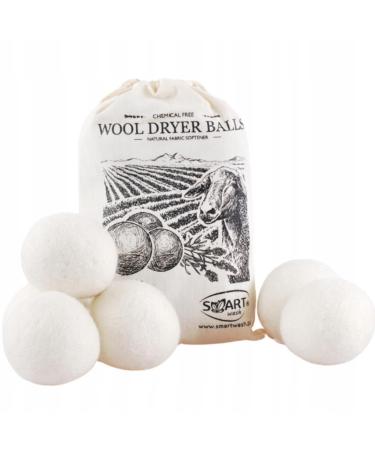 Smart Wash dryer balls for tumble dryers |6 pieces - 100% wool - accelerate drying - hypoallergenic and of course - New Zealand sheep's wool (6 pieces white) 6 pieces white