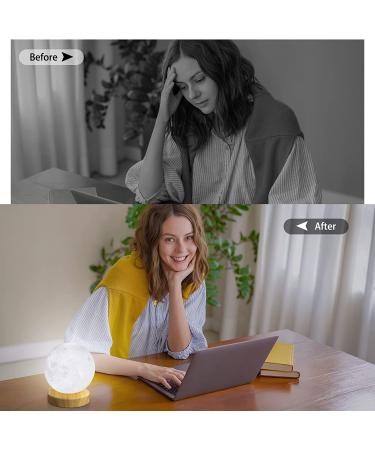 3D Printed Moon Desk Lamp | 10000 LUX Mood Light Therapy | Remote Control, 4 Brightness Levels, Timer | Sunlight Lamp with 3 Color Temperatures | Wood Base | Ideal for Office or Bedside - Buy Online on GoSupps.com